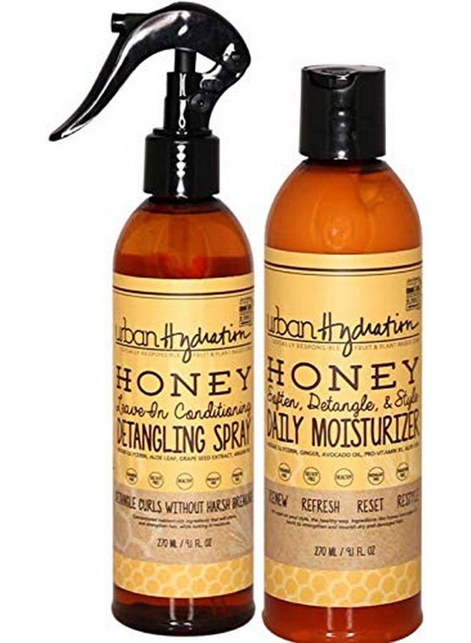 Honey Health And Repair Daily Hair Moisturizer And Detangler Duo Pack ; Sulfate Paraben Free Detangles Prevents Breakage Tames Frizz And Repairs Damage For Smooth And Shiny Hair