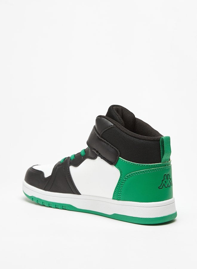 Boys' Panelled High Top Sports Shoes with Hook and Loop Closure