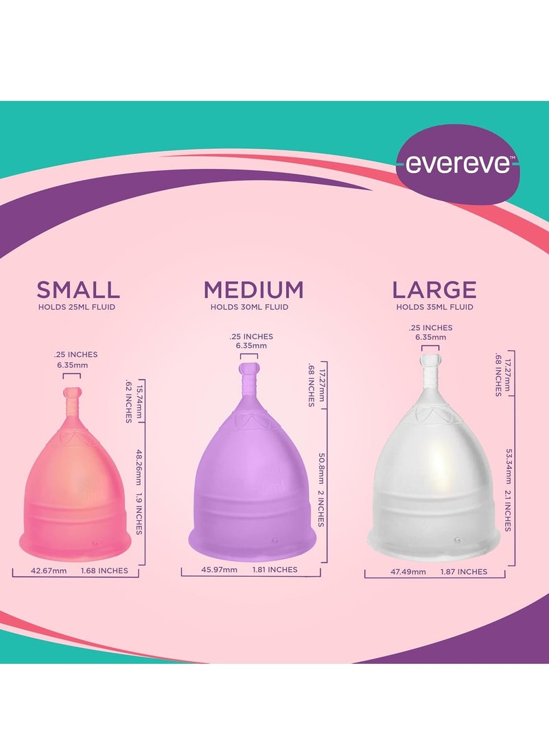 Evereve Menstrual Cup for Women - Small Size with Pouch, Silicone body, Odour and Rash Free, No Leak, Protection for Up to 10-12 Hours, FDA Approved, pink