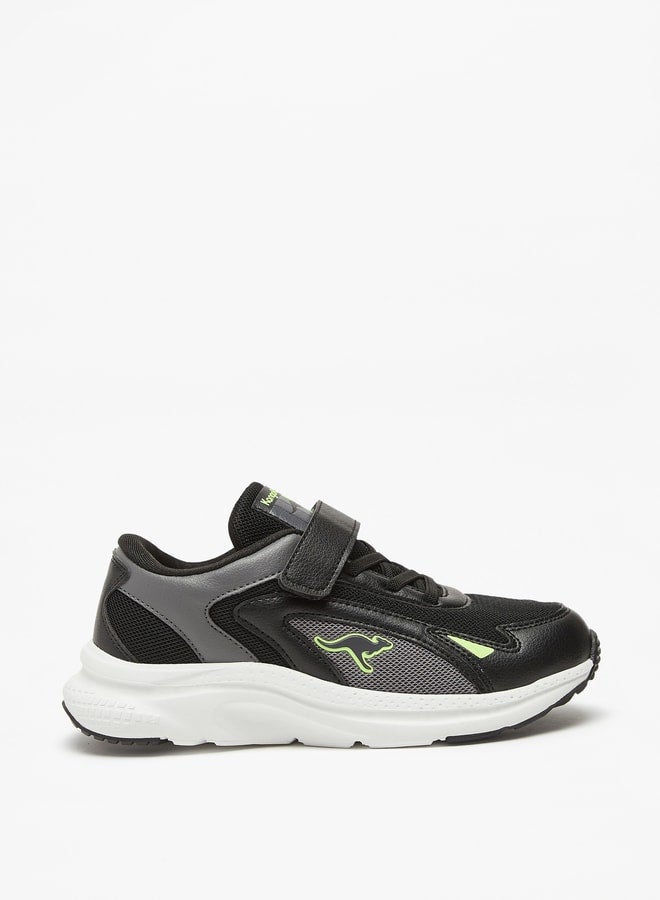 Boys' Panelled Sports Shoes with Hook and Loop Closure