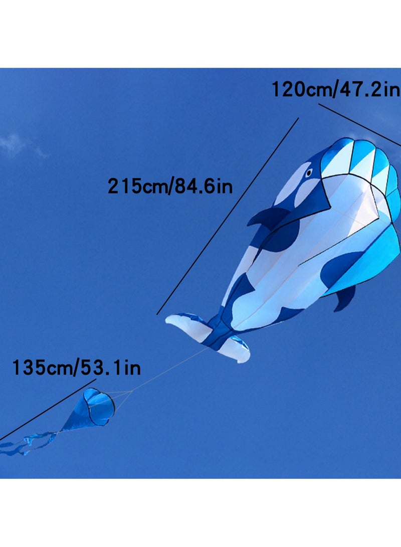 Blue And White Killer Whale Kite, Suitable For Kids And Adults, Boneless Large Inflatable Mollusk Kite