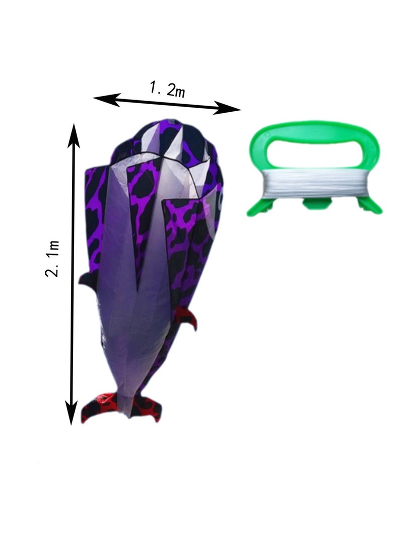 Purple Dolphin Kite For Kids And Adults, Boneless Large Inflatable Mollusk Kite