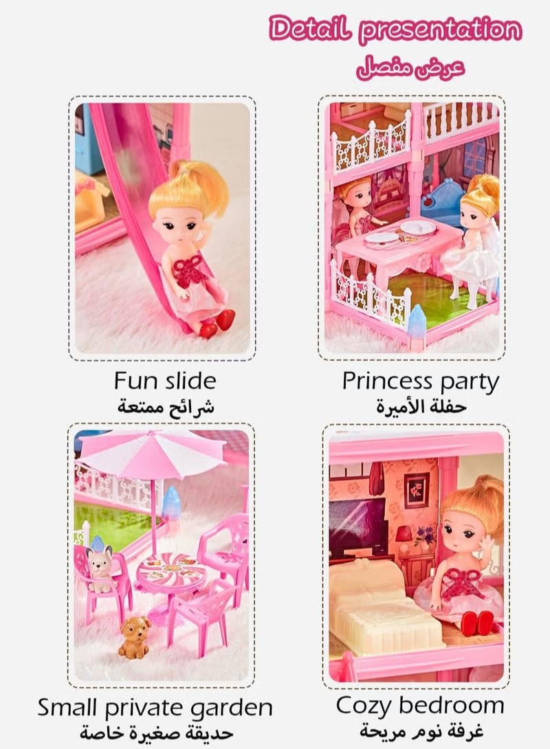 Doll House Toys,Big Size 5 Floors 19 Rooms Castle House With Decorating Dollhouse Accessories And Furniture,DIY Building Playset,Gift For Girl