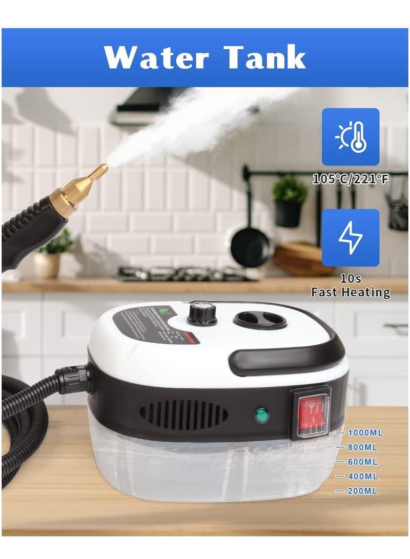 Powerful Handheld Steam Cleaner 2500W with 3 Brush Heads and Accessories for Home and Car Fast Heating High Temperature Cleaning