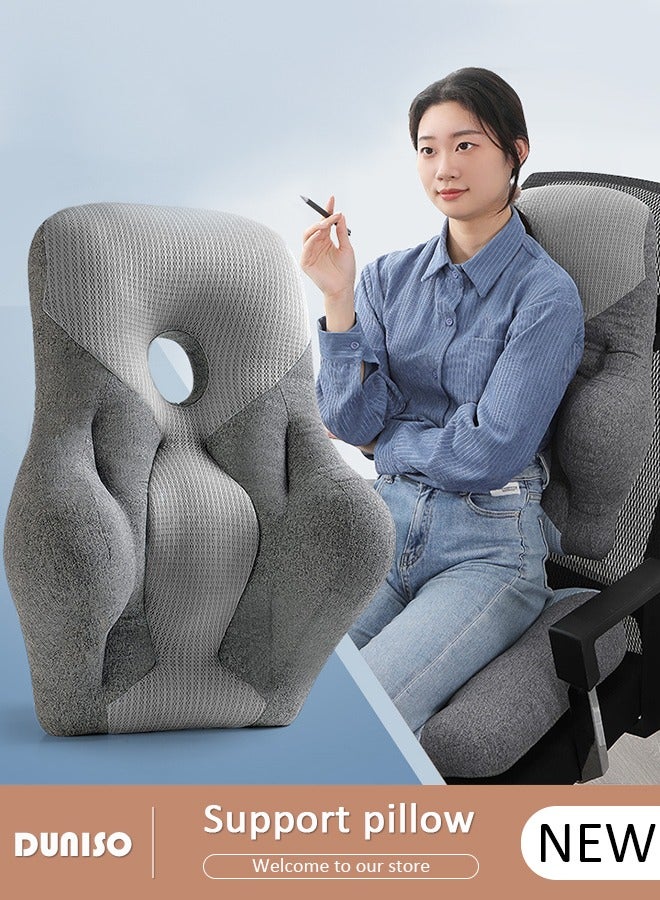 Lumbar Support Pillow with Breathable Hole for Office Chair and Car Seat, Ergonomic Memory Foam Back Cushion for Improve Lower Back PainRelief and Sitting Posture