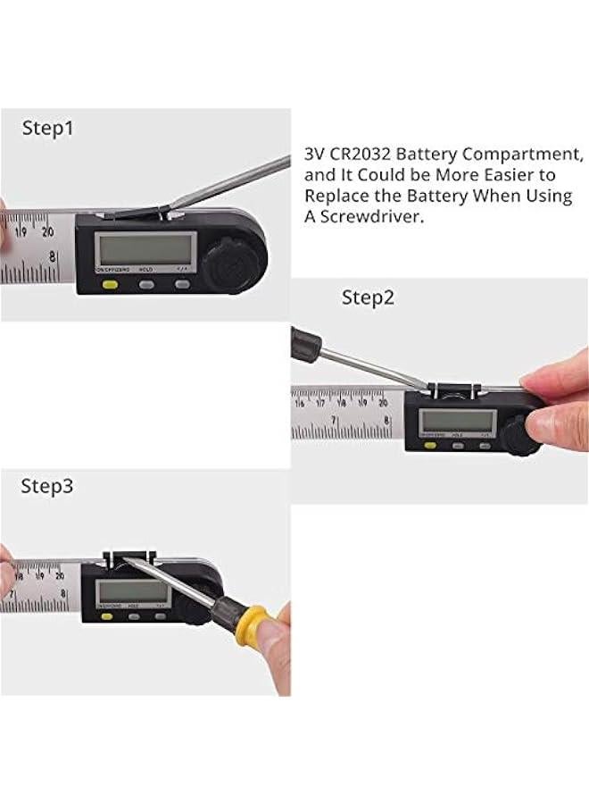 Digital Angle Finder,  Popular 8 Inch/200mm PVC Plastic Protractor Angle Ruler 0-360°Digital Inclinometer Electronic Digital Angle Ruler with LCD Display for Woodworking Construction etc.