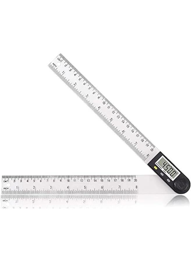 Digital Angle Finder,  Popular 8 Inch/200mm PVC Plastic Protractor Angle Ruler 0-360°Digital Inclinometer Electronic Digital Angle Ruler with LCD Display for Woodworking Construction etc.