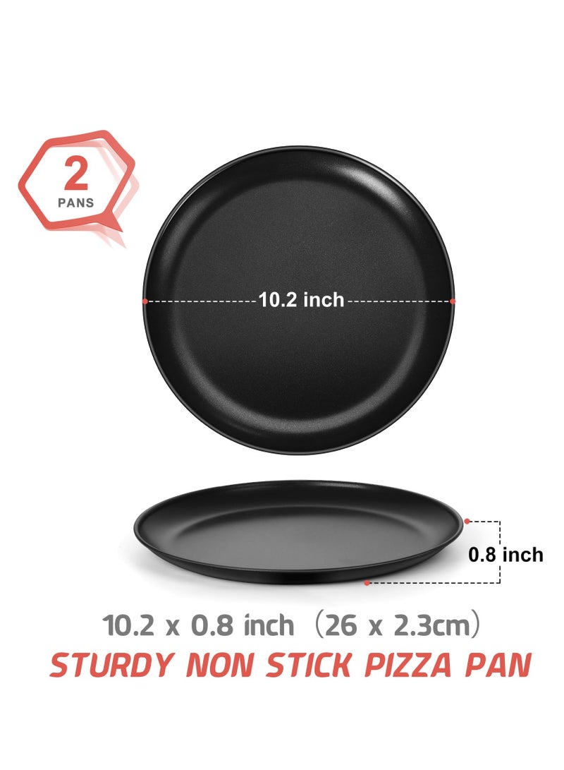 10 Inch Pizza Pan Set of 2, Nonstick Pizza Pans Trays, Round Bakeware for Oven Baking Serving, Stainless Steel Core with Non-Stick Coatings, Healthy & Reusable & Easy Clean, Oven & Freezer Safe