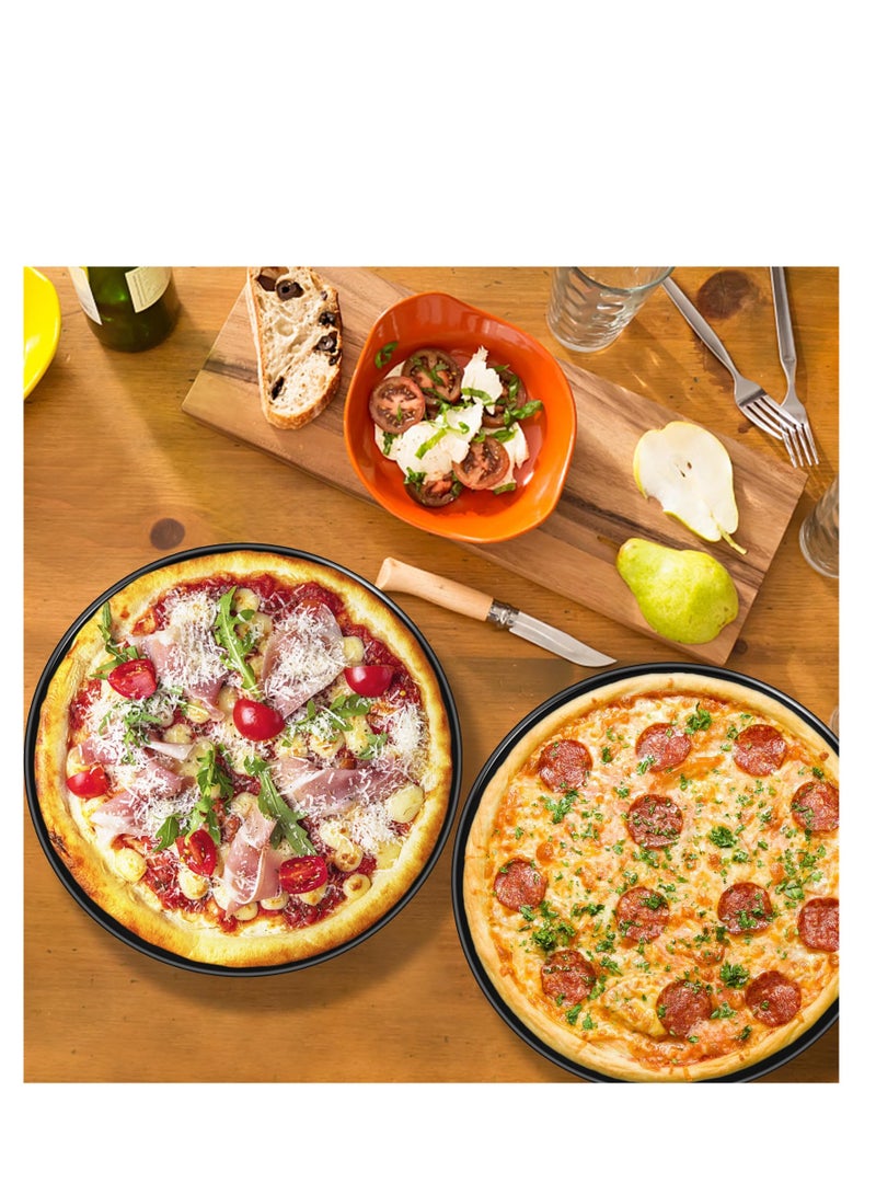 10 Inch Pizza Pan Set of 2, Nonstick Pizza Pans Trays, Round Bakeware for Oven Baking Serving, Stainless Steel Core with Non-Stick Coatings, Healthy & Reusable & Easy Clean, Oven & Freezer Safe