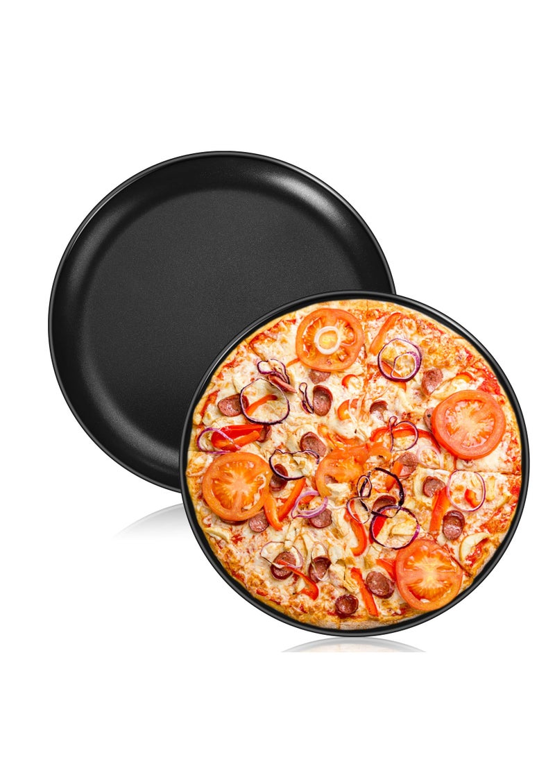 10 Inch Pizza Pan Set of 2, Nonstick Pizza Pans Trays, Round Bakeware for Oven Baking Serving, Stainless Steel Core with Non-Stick Coatings, Healthy & Reusable & Easy Clean, Oven & Freezer Safe