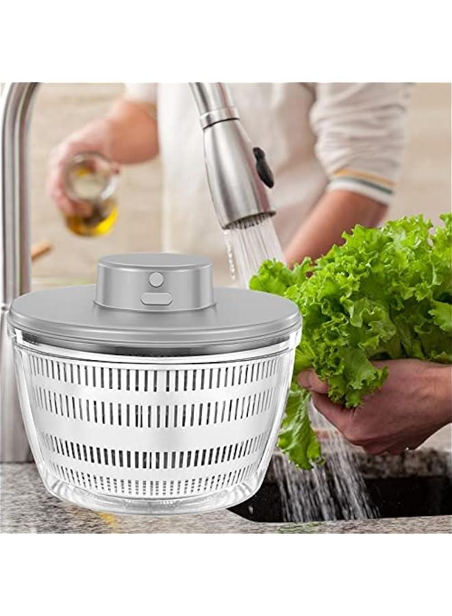 Electric Salad Spinner,Automatic Salad Rotator,USB Chargeble Lettuce Spinner- Easy Water Drain System,Lettuce Cleaner and Dryer for Home Kitchen Washing & Drying Leafy Vegetables (White)