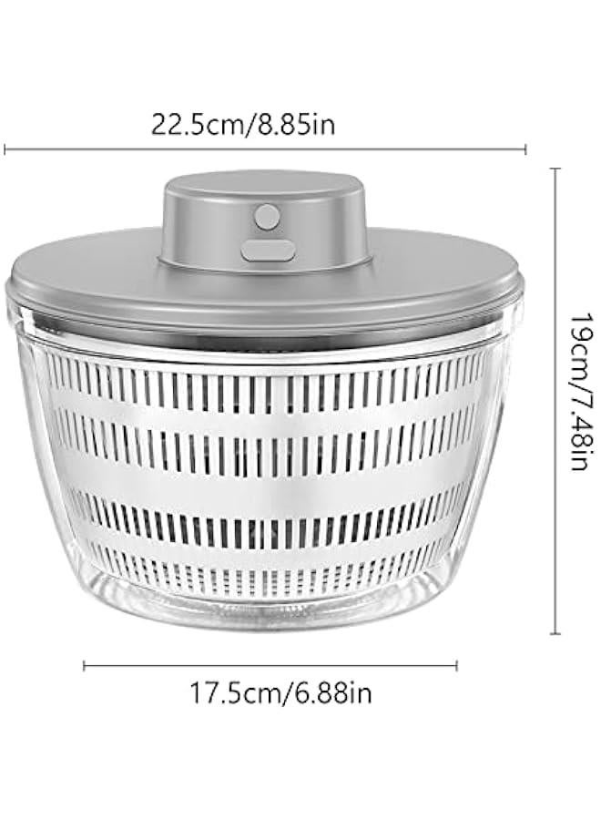Electric Salad Spinner,Automatic Salad Rotator,USB Chargeble Lettuce Spinner- Easy Water Drain System,Lettuce Cleaner and Dryer for Home Kitchen Washing & Drying Leafy Vegetables (White)