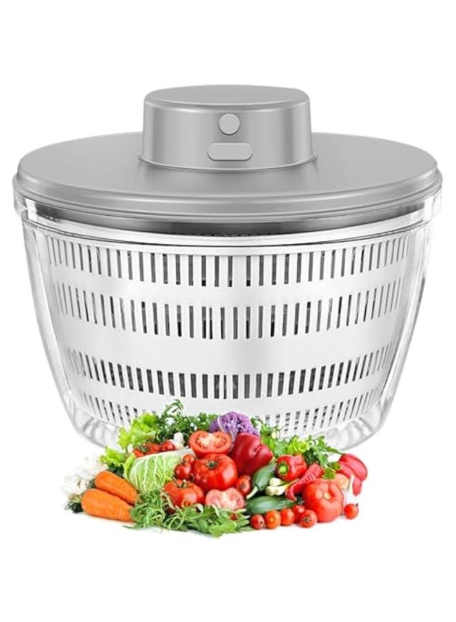 Electric Salad Spinner,Automatic Salad Rotator,USB Chargeble Lettuce Spinner- Easy Water Drain System,Lettuce Cleaner and Dryer for Home Kitchen Washing & Drying Leafy Vegetables (White)