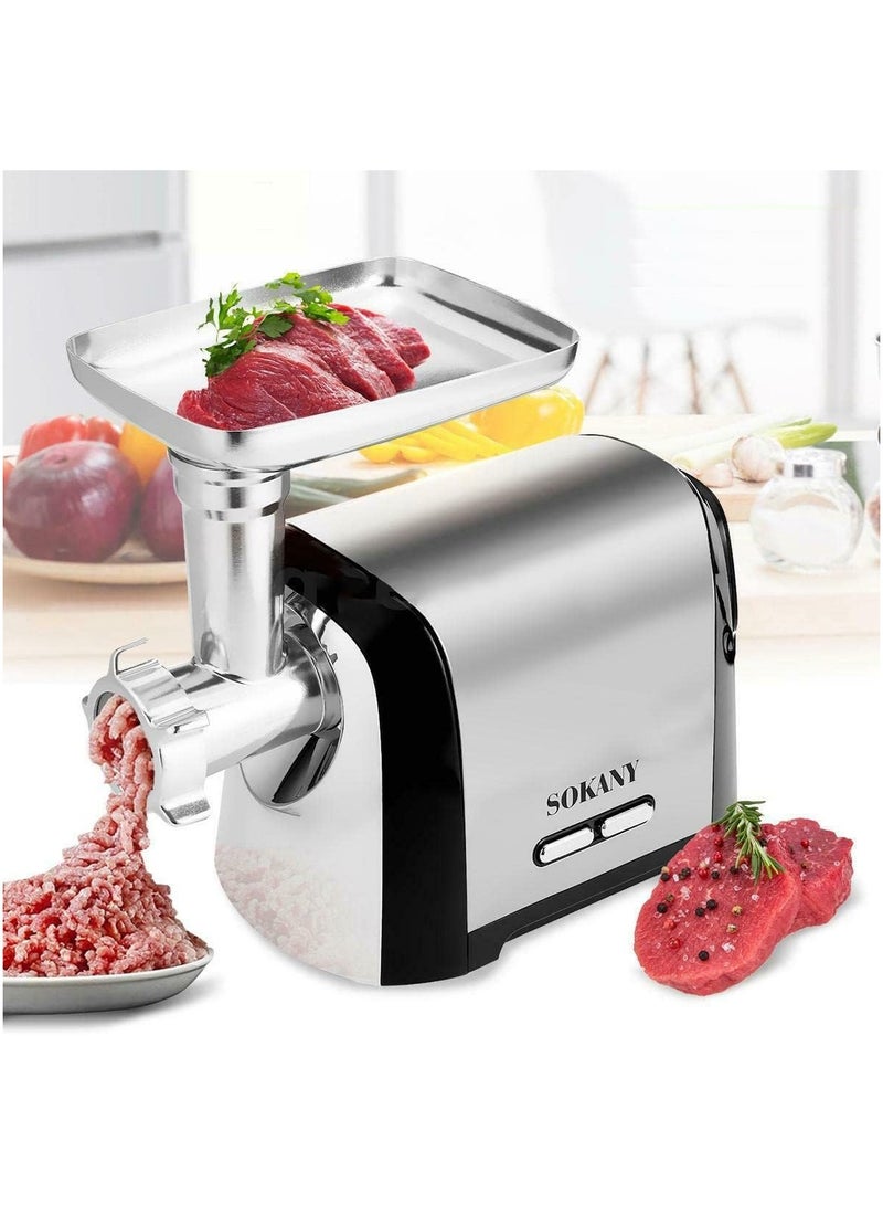 Sokany Electric Meat Grinder SK-088, 3200W Max Power 3200W, 3 in 1 Multifunctional Electric Meat Grinder, Sausage Stuffer, 1 Slicing Blade, 3 Grinding Plates