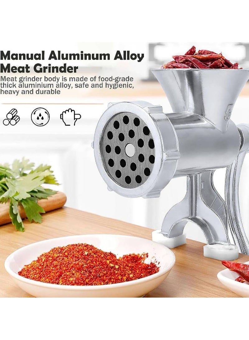 Manual Meat Grinder Stainless Steel Hand Suction Cup Base & Clamp with Filling Nozzle for Vegetables Grinding & Sausage Stuffing