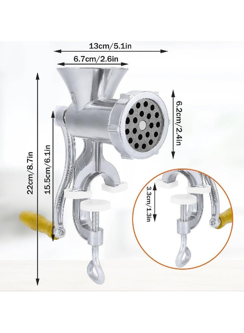 Manual Meat Grinder Stainless Steel Hand Suction Cup Base & Clamp with Filling Nozzle for Vegetables Grinding & Sausage Stuffing