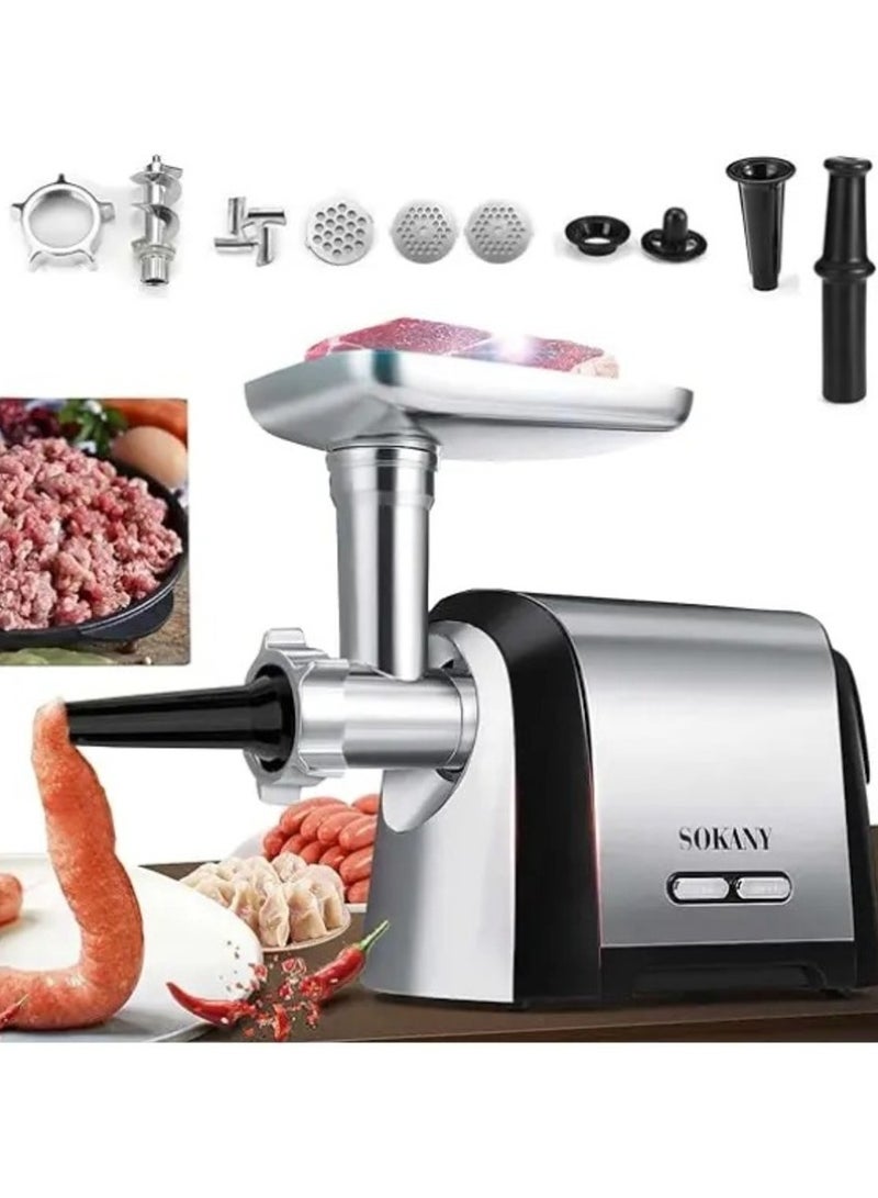 SOKANY SK-088 3200W Electric Meat Sausage Maker, 3 in 1 Kitchen Sausage Filler with 3 Hole Slices Stainless Steel