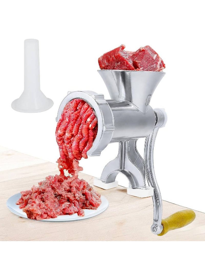 Manual Meat Grinder Stainless Steel Hand Suction Cup Base & Clamp with Filling Nozzle for Vegetables Grinding & Sausage Stuffing