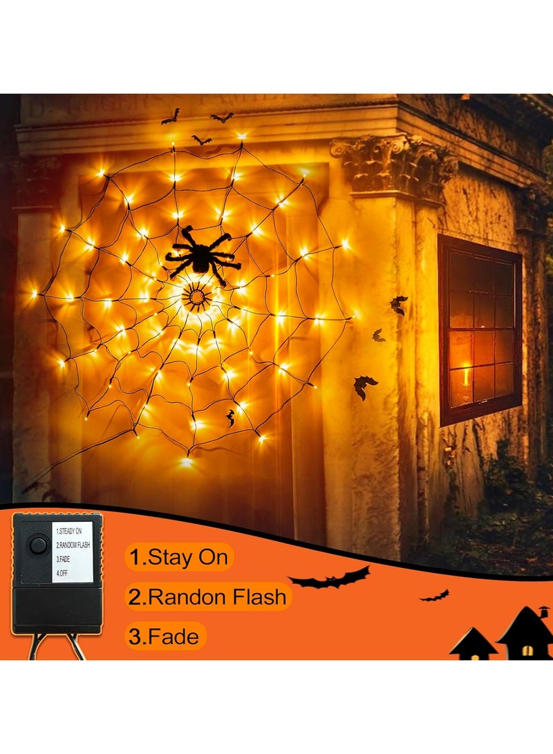 Decorations Lights, LED Spider Web Lights, 70 LEDs Spider Web Light with 8 Light Modes, Festival Decoration with Remote Control for Party, Garden, Window, Indoor