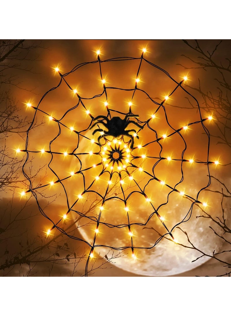 Decorations Lights, LED Spider Web Lights, 70 LEDs Spider Web Light with 8 Light Modes, Festival Decoration with Remote Control for Party, Garden, Window, Indoor