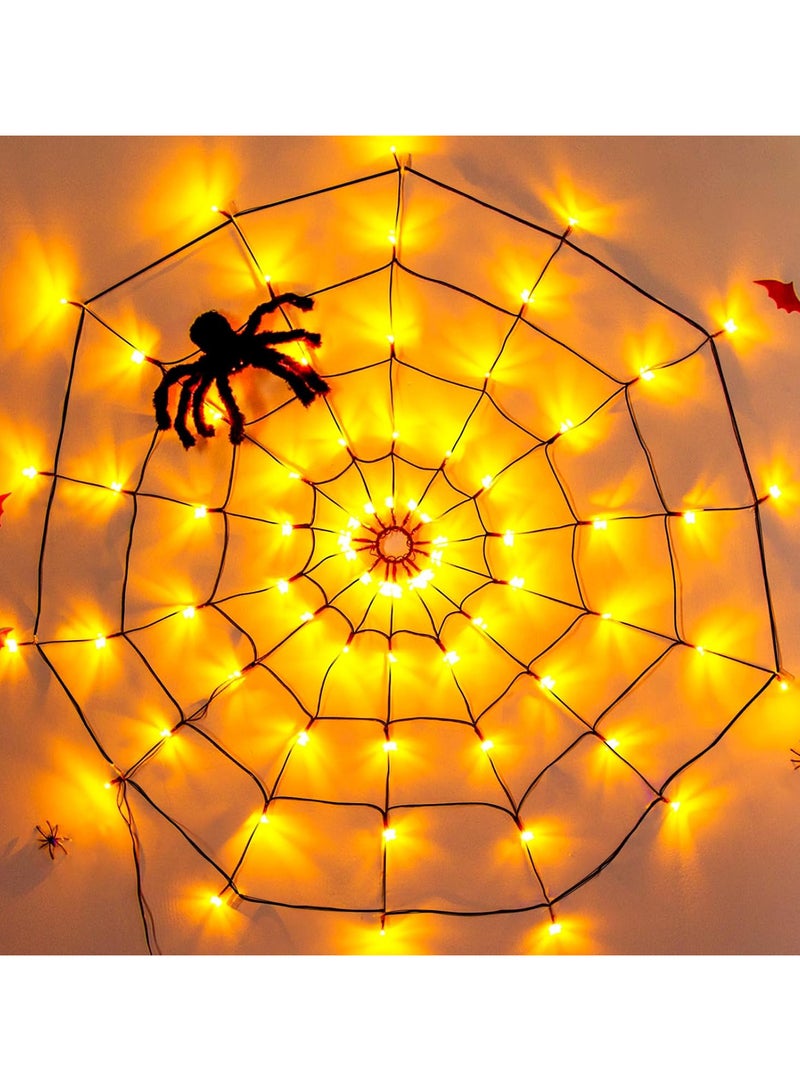 Decorations Lights, LED Spider Web Lights, 70 LEDs Spider Web Light with 8 Light Modes, Festival Decoration with Remote Control for Party, Garden, Window, Indoor