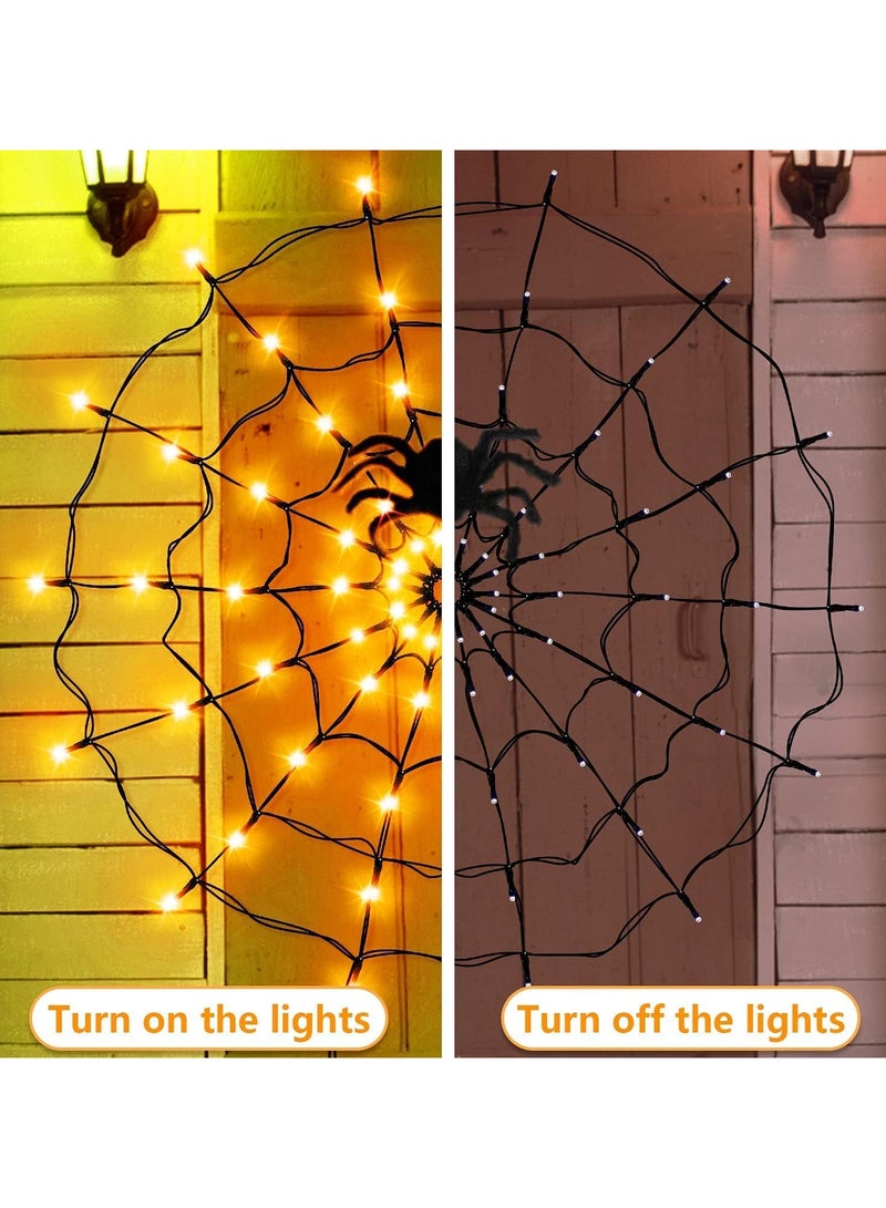 Decorations Lights, LED Spider Web Lights, 70 LEDs Spider Web Light with 8 Light Modes, Festival Decoration with Remote Control for Party, Garden, Window, Indoor