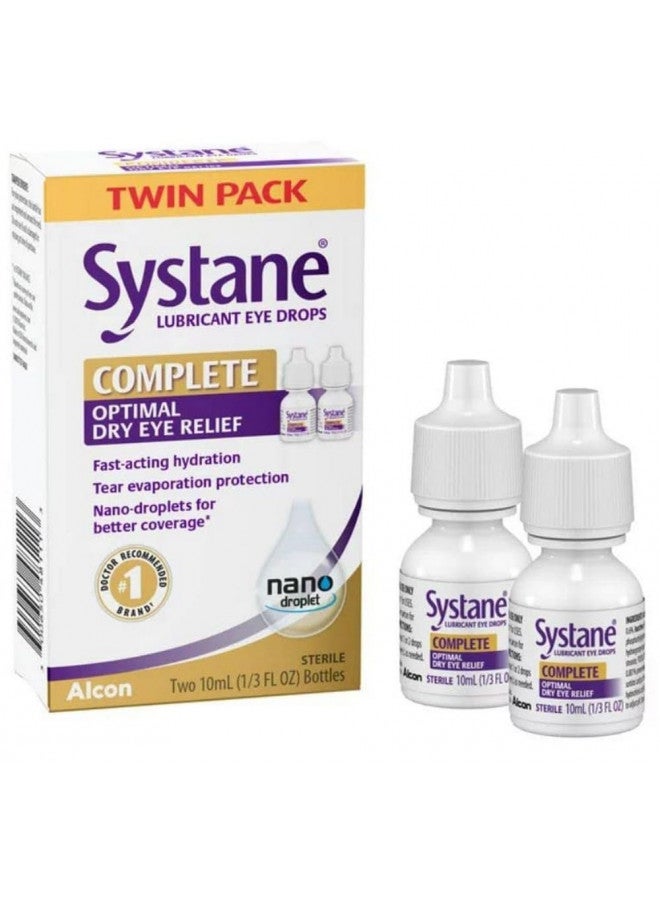 Systane Complete Lubricant Eye Drops, 0.34 Fl Oz, 2 Count (Pack of 1)