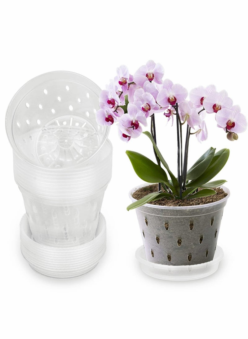 Clear Plastic Orchid Pots 5.5 Inch with Drainage Holes 10 Pack for Indoor and Outdoor Plants Succulents and Flowers