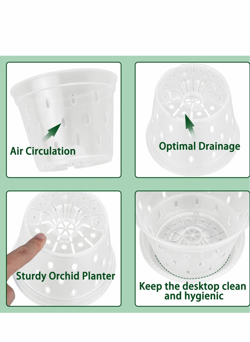 Clear Plastic Orchid Pots 5.5 Inch with Drainage Holes 10 Pack for Indoor and Outdoor Plants Succulents and Flowers