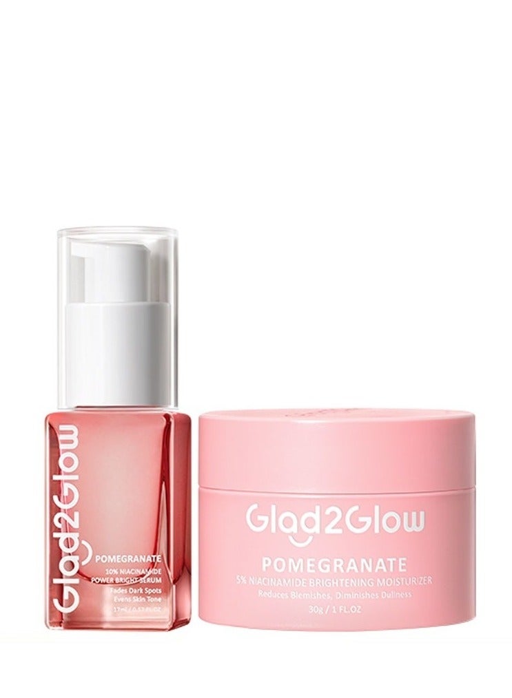 Glad2Glow Brightening set Pomegranate 10% Niacinamide Bright Serum 17ml + Pomegranate 5% Niacinamide Brightening Moisturizer 30g