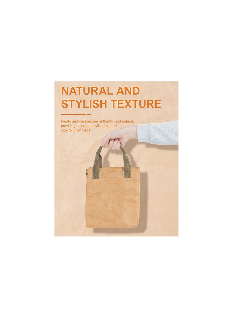Insulated Lunch Bag, Women Reusable Lunch Bag, Lightweight Tyvek Insulated Lunch box Lunch Tote for Office Work Picnic Travel, Lightweight and Water-Resistant, Easy to Clean Beige Lunch Bag