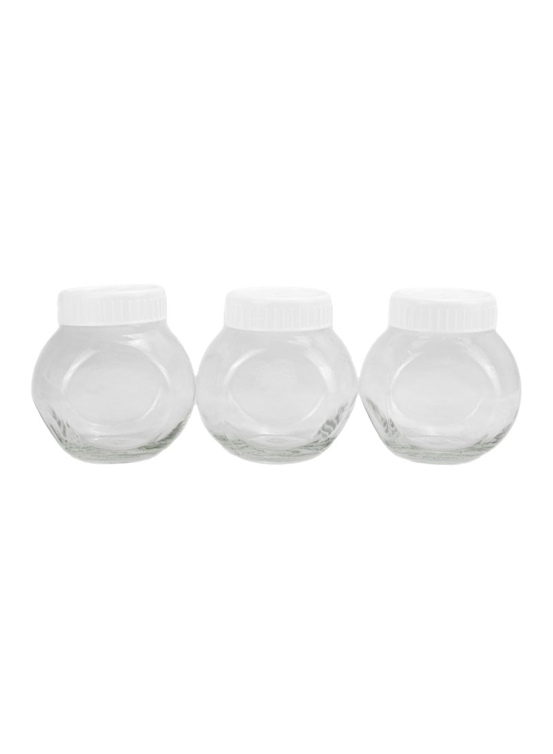 Food Storage Containers For Pantry For Tea, Herbs, Sugar, 3 Piece Glass Jar With White Lids, Round Container Jars With Airtight Lids, Airtight Glass Storage Canister With Plastic Lid (3Pc, 500Ml)