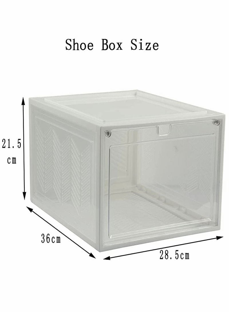 2PCS Shoe Storage Boxes Closet Organizer with Plastic Drawers Clear Plastic Stackable