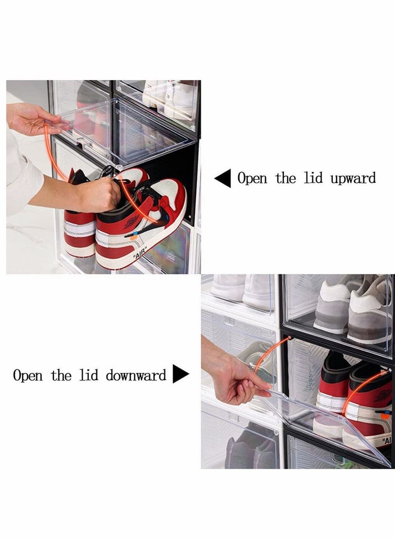 2PCS Shoe Storage Boxes Closet Organizer with Plastic Drawers Clear Plastic Stackable