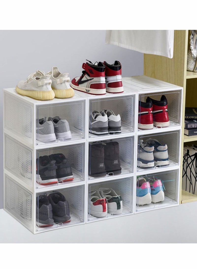 2PCS Shoe Storage Boxes Closet Organizer with Plastic Drawers Clear Plastic Stackable