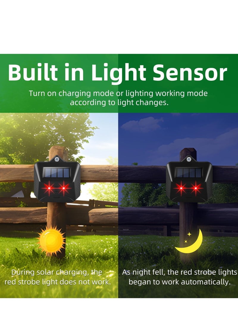 Solar Animal Repeller - Humane Coyote & Fox Deterrent with Flashing Red Lights, Waterproof Nighttime Protection for Yard & Farm, Effective Skunk Repellent Device