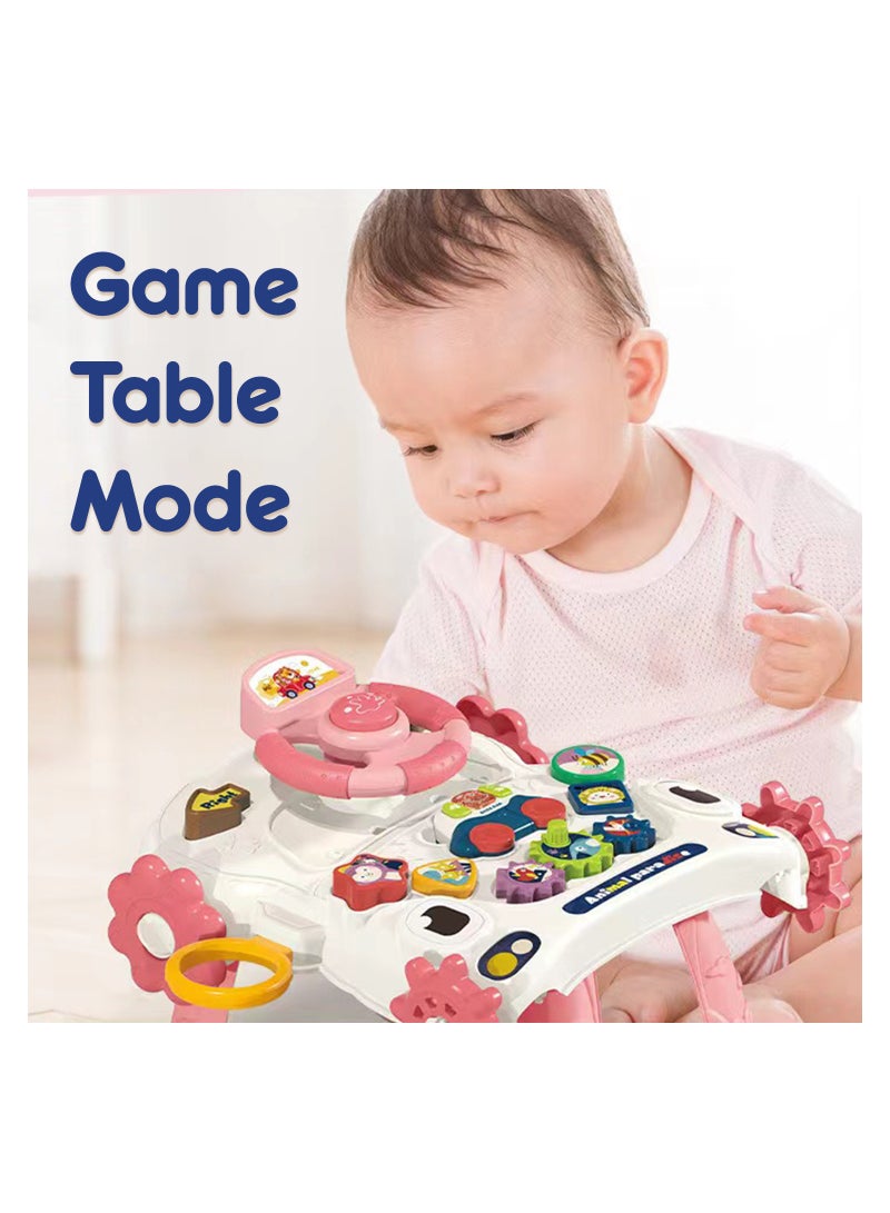 3-In-1 Baby Walker, Learning Table Mode, Game Panel Mode with Musical keyboard - Pink
