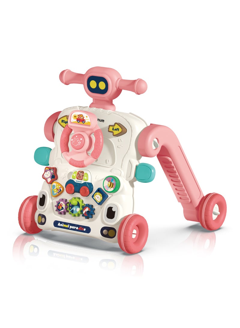 3-In-1 Baby Walker, Learning Table Mode, Game Panel Mode with Musical keyboard - Pink