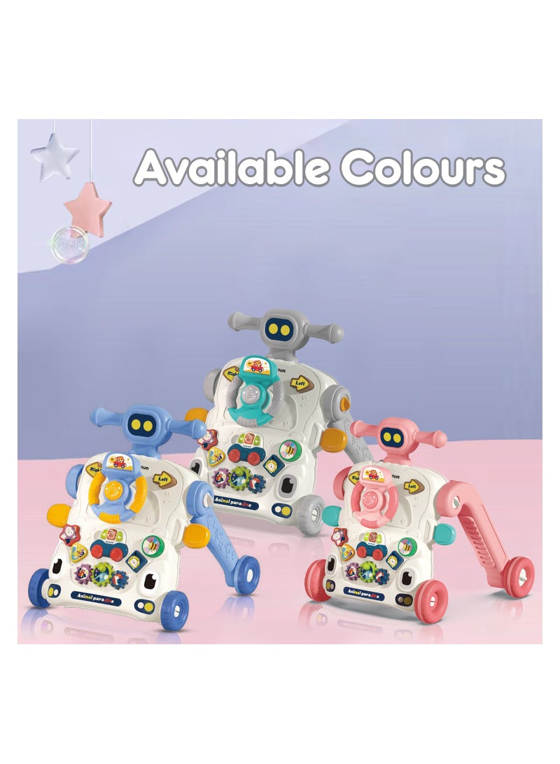3-In-1 Baby Walker, Learning Table Mode, Game Panel Mode with Musical keyboard - Pink