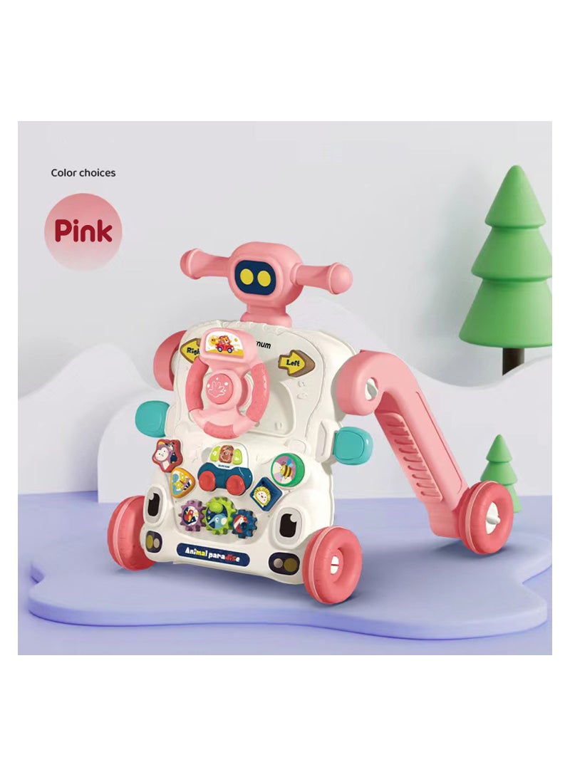 3-In-1 Baby Walker, Learning Table Mode, Game Panel Mode with Musical keyboard - Pink