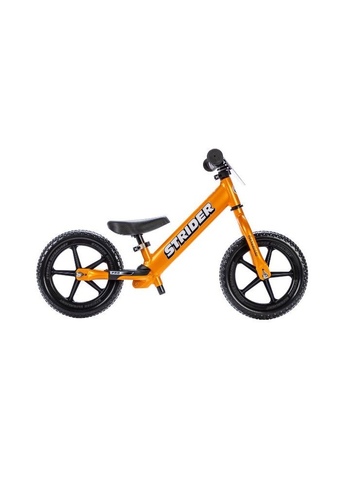 Strider 12”  Pro Bike - No Pedal Balance Bicycle for Kids 18 Months to 5 Years - Includes Safety Pad, Padded Seat, Mini Grips & Flat-Free Tires - Tool-Free Assembly & Adjustments