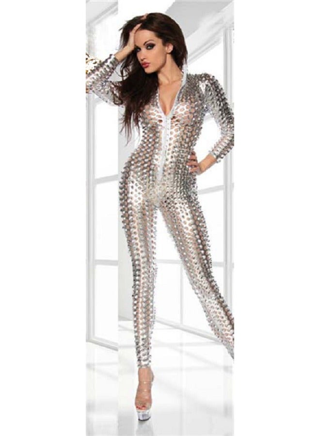 Women Beautiful Zipper Jumpsuit Slim Costume Lingerie