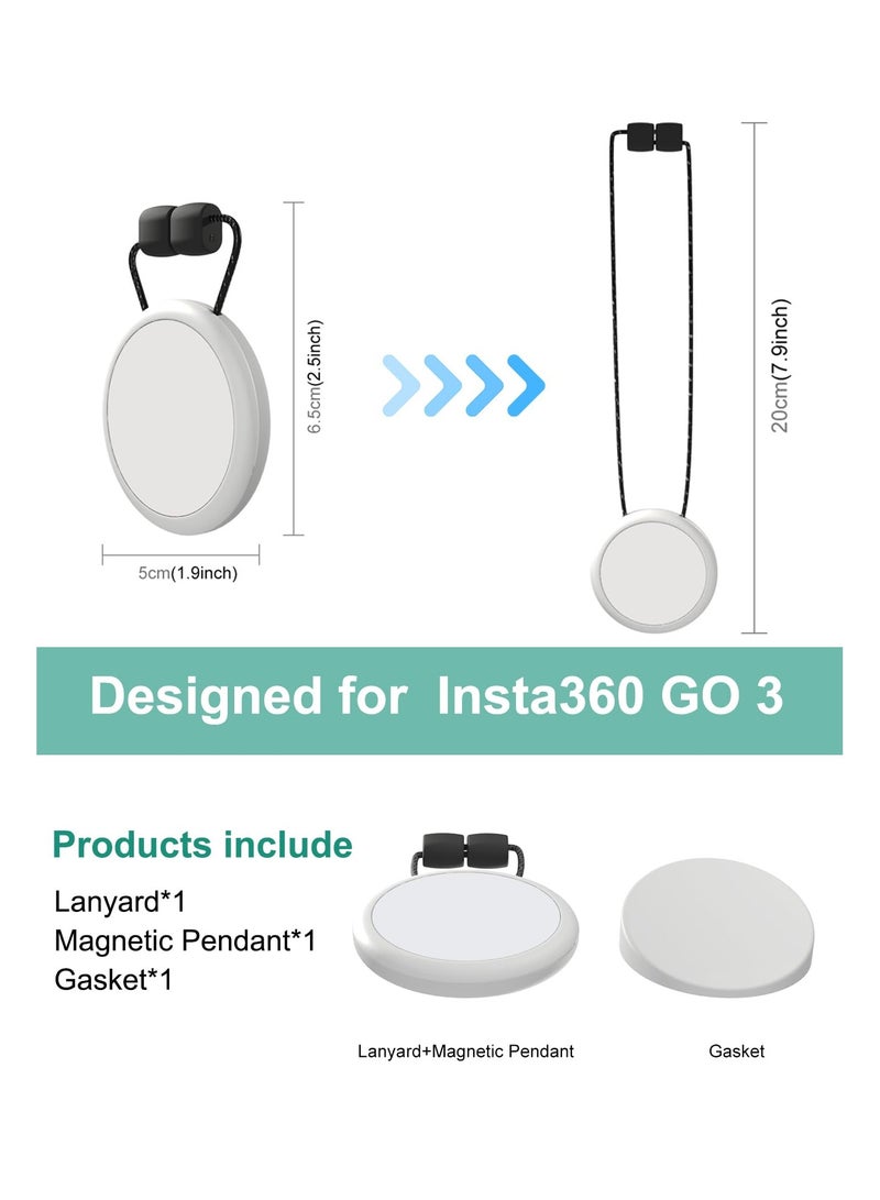 Magnetic Pendant Holder for Insta 360 GO 3 Action Camera, Magnetic Holder with Quick Release Neck Strap as Insta360 GO 3 Accessories for Photography (White)