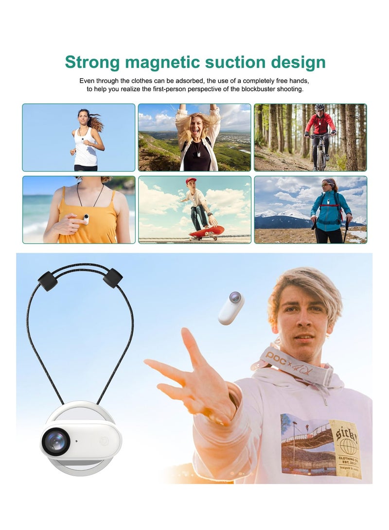 Magnetic Pendant Holder for Insta 360 GO 3 Action Camera, Magnetic Holder with Quick Release Neck Strap as Insta360 GO 3 Accessories for Photography (White)