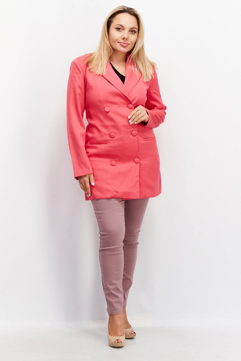 Women Regular Fit Plain Blazer , Pink