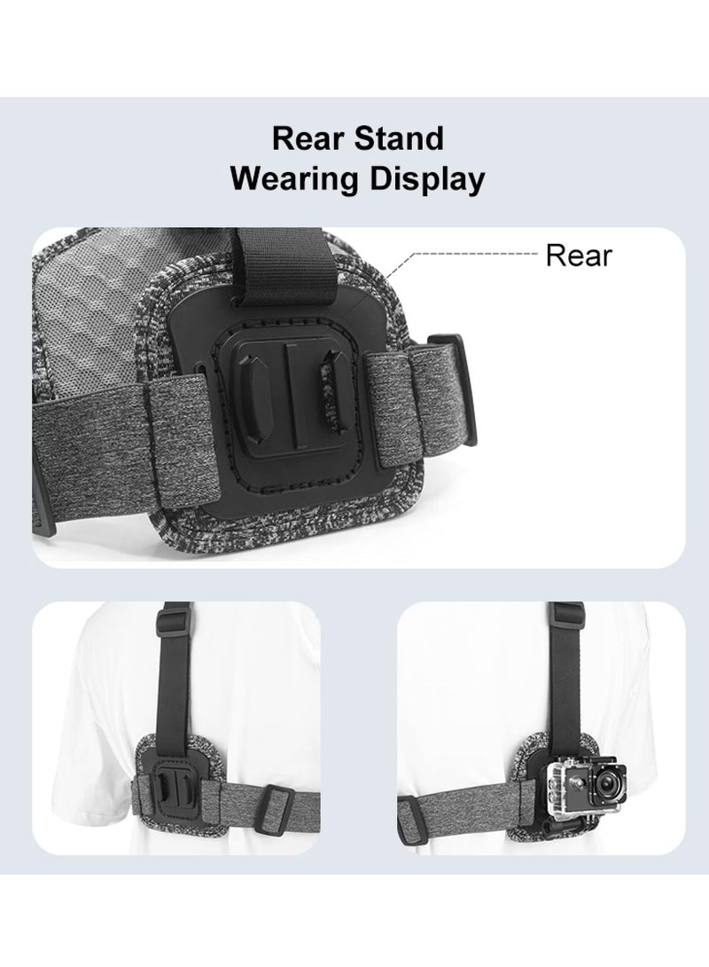 Adjustable Chest Strap with J Hook Mount Long Screw and Phone Clamp for Adventure Photography