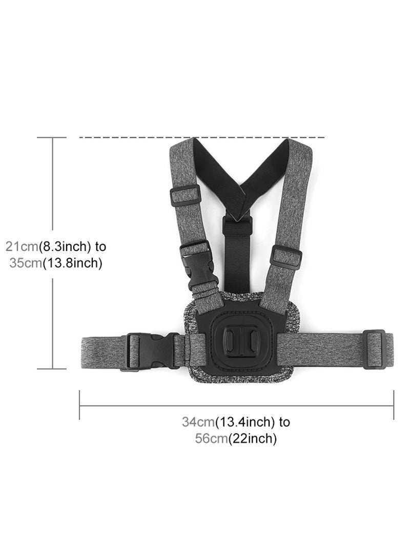 Adjustable Chest Strap with J Hook Mount Long Screw and Phone Clamp for Adventure Photography