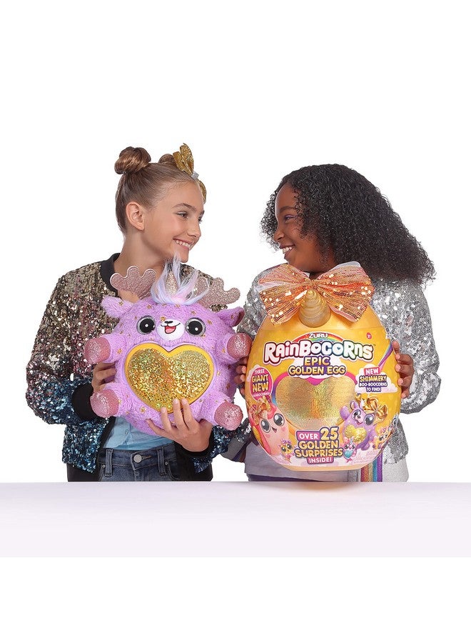 Epic Golden Egg By Zuru (Reindeer), Girls Toy Includes Stuffed Animal With 25+ Golden Surprises, With Rings, Stickers, Bows, And More Girls Gift Idea