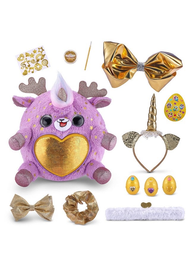 Epic Golden Egg By Zuru (Reindeer), Girls Toy Includes Stuffed Animal With 25+ Golden Surprises, With Rings, Stickers, Bows, And More Girls Gift Idea