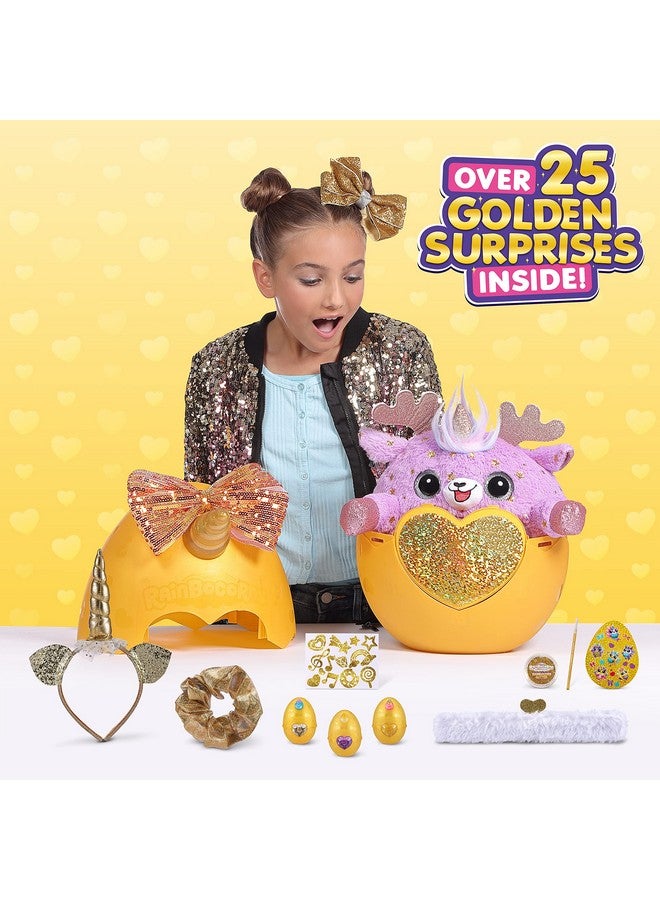 Epic Golden Egg By Zuru (Reindeer), Girls Toy Includes Stuffed Animal With 25+ Golden Surprises, With Rings, Stickers, Bows, And More Girls Gift Idea